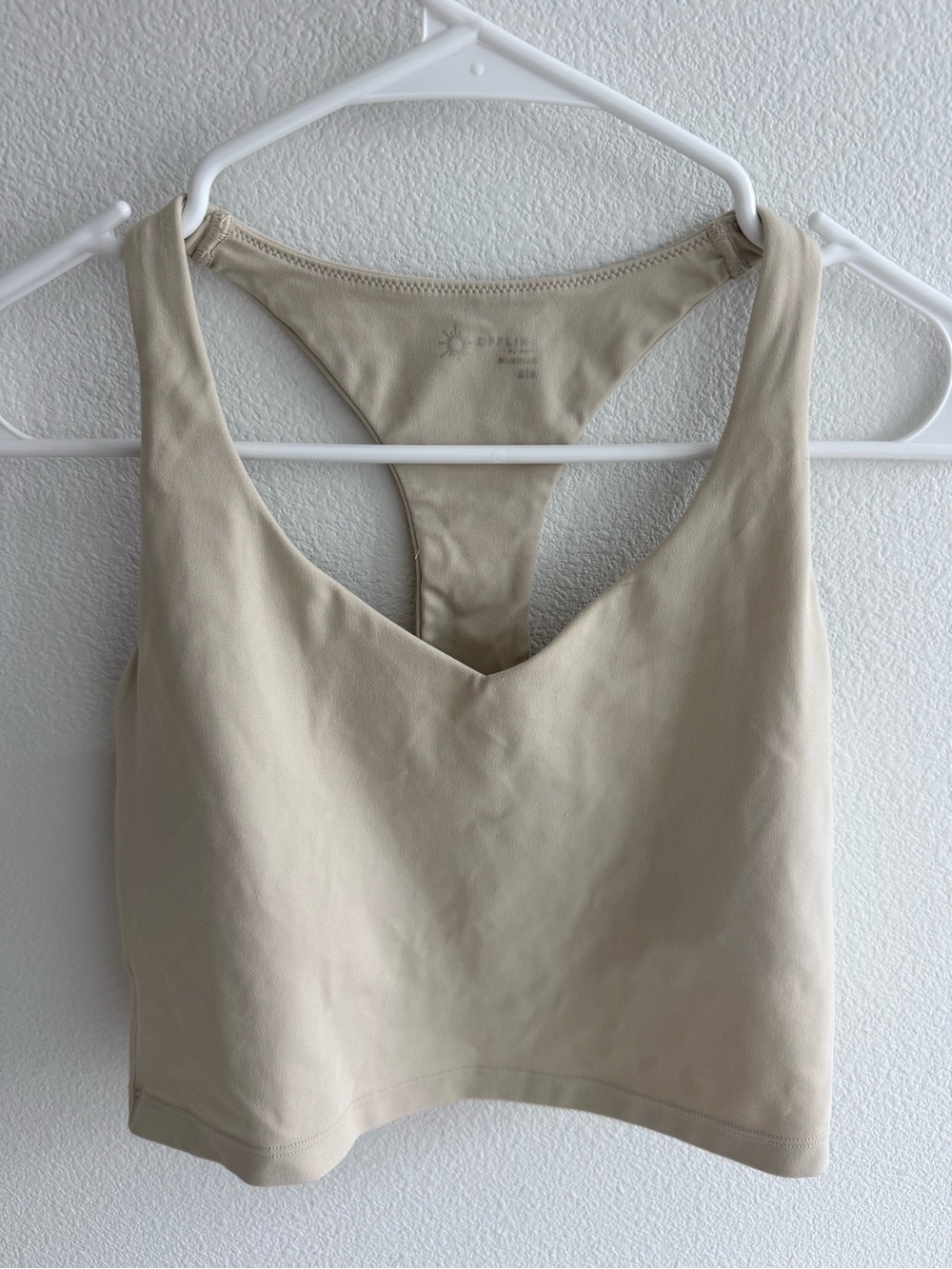 Aerie Beige Racerback Cropped Tank Top